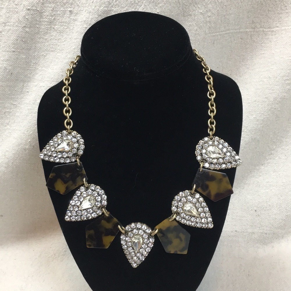 J. Crew tortoise rhinestone gold necklace
